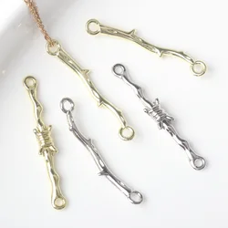 10pcs Double Hole Tree Branch Shape Pendant Charms For Jewelry Making Connector Handmade DIY Bracelet Necklace Accessories