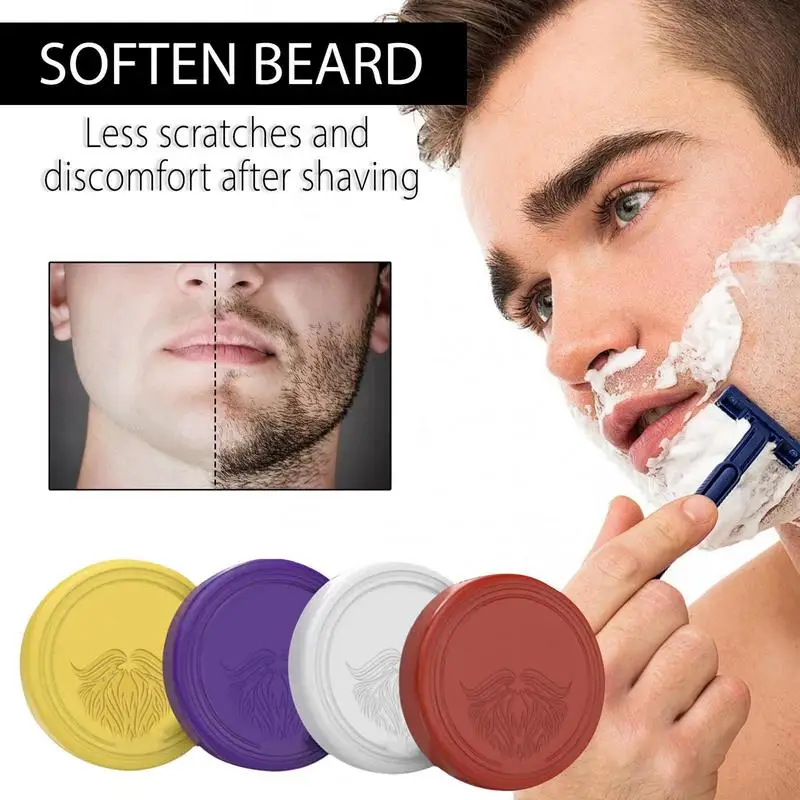 Mens Shaving Bar 4Pcs Beard Grooming Soap Moisturizes And Protects Rich Lather Portable Bar For Smooth Wet Shave Long-Lasting