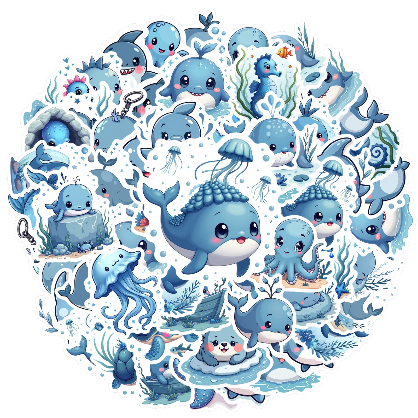 

35-150 шт., наклейки с героями мультфильмов, морские наклейки, милые наклейки с животными, наклейки для чемодана, холодильника, телефона, багажа