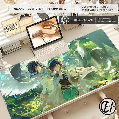 Mouse Pad Gaming Accessories Gamer alfombrilla xxl Computer Desk Mat Laptop Varmilo Keyboard Pads Genshin Impact Venti Mousepad