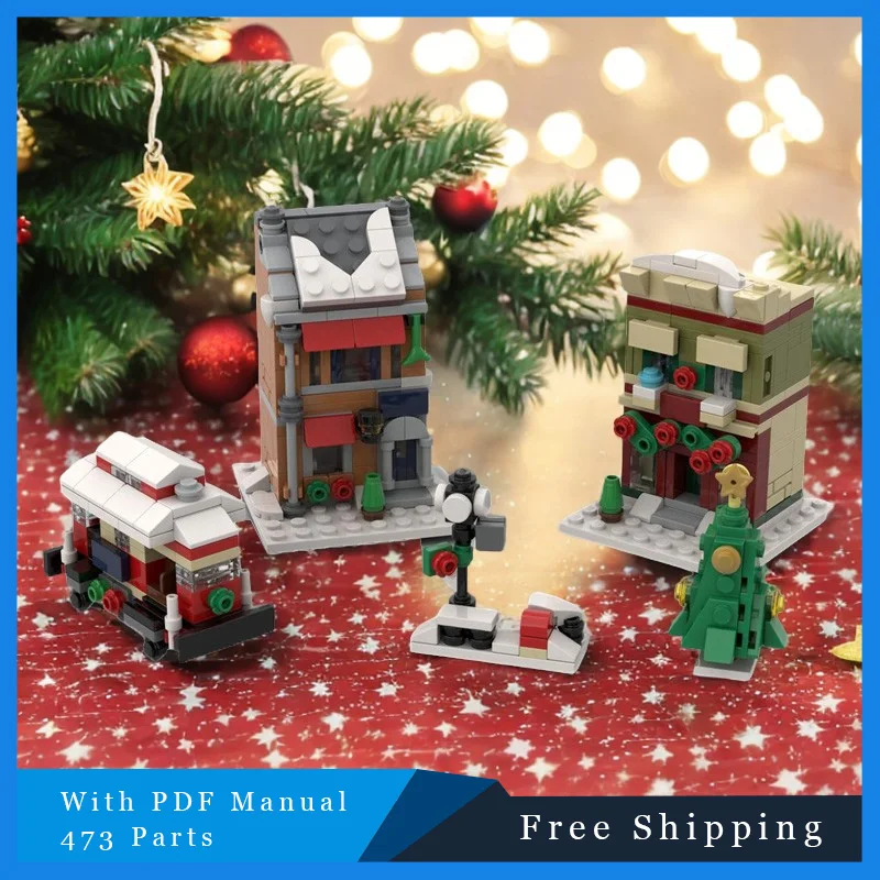 473 pçs festival rua vista tecnologia modular moc blocos de construção crianças adulto brinquedo natal presente educação arquitetura conjunto