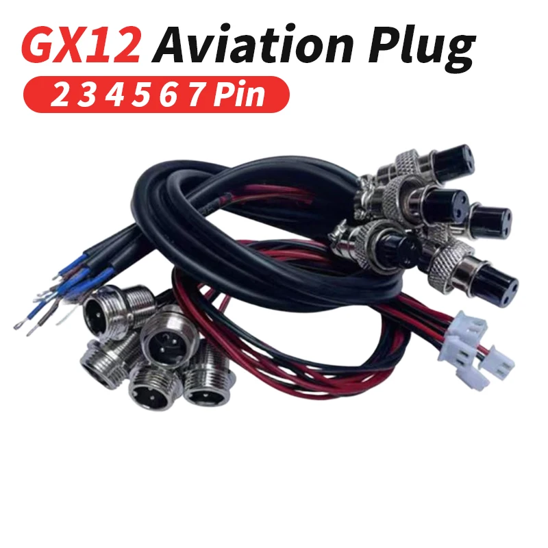 GX12 to XH2.54 Terminal Wire M12 Aviation Plug Socket 2 3 4 5 6 7 Pin Shielded Male and Female Signal Connection Wire 125V 5-7A