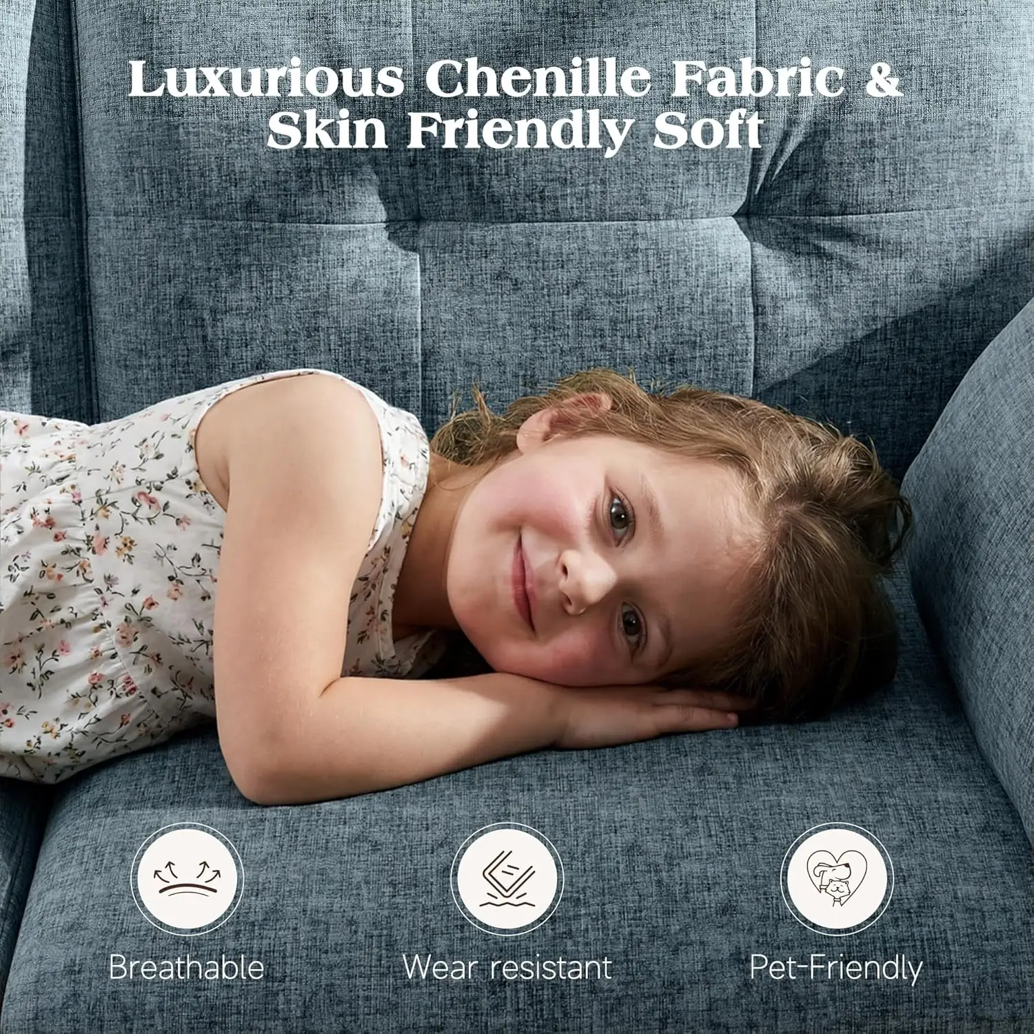 Sofá Pequeno de 64,6 Polegadas em Chenille com Capa Removível e Almofada, Personalizado para Sala de Estar, Quarto e Escritório