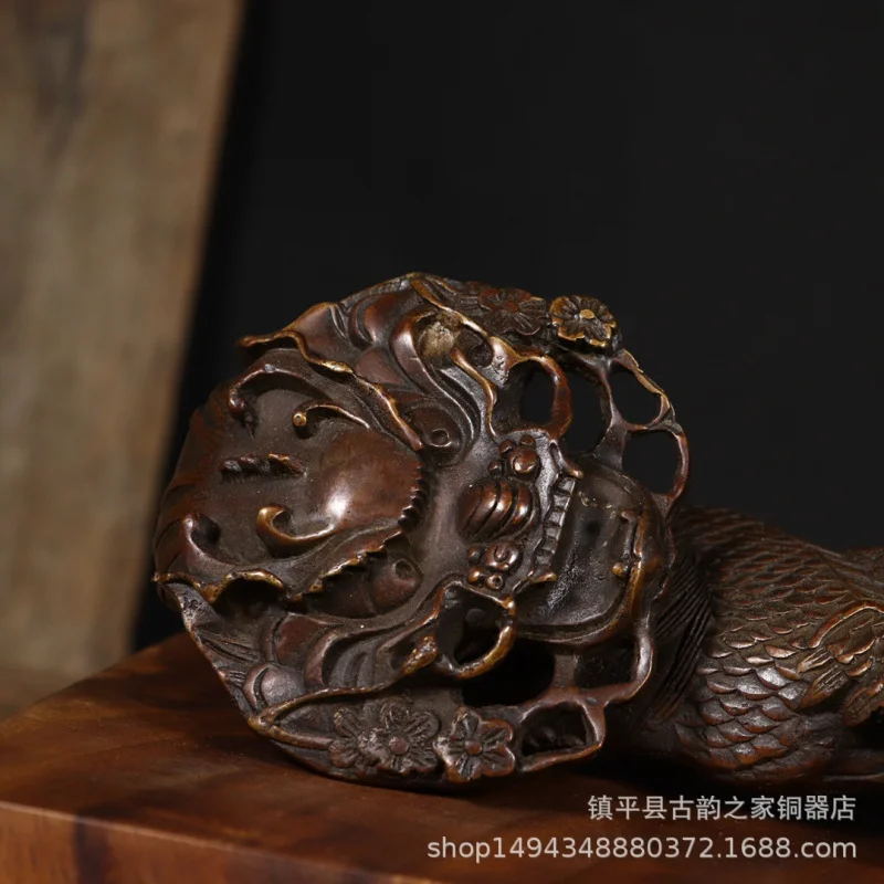 Copper Nine Happy Dragon Head Home Living Room Auspicious Craft Ornament Ruyi