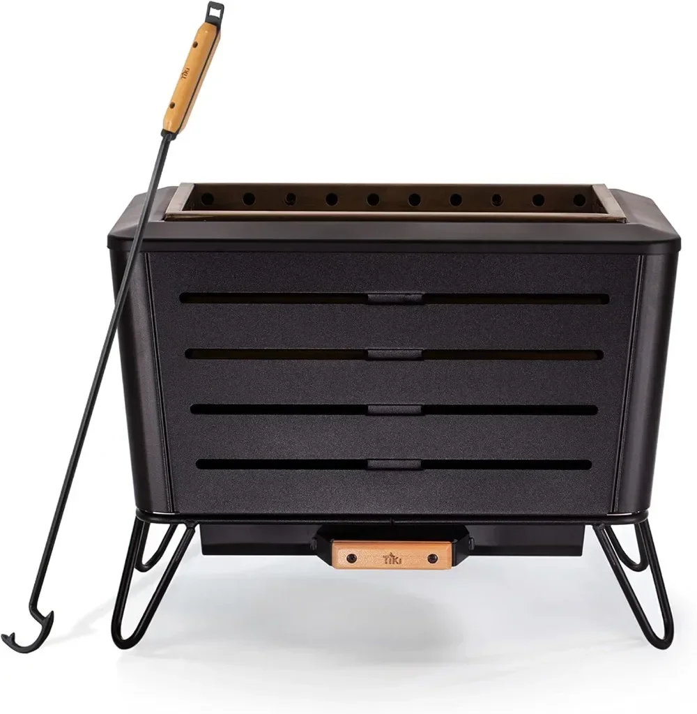 TIKI Brand Patio Smokeless Fire Pit with Screen and Poker Bundle Includes stand, weather-resistant cover and wood pack