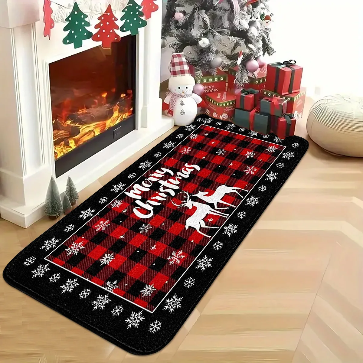 

A grid patterned deer flannel anti slip floor mat carpet suitable for various places such as doorways, bedrooms, bathrooms, etc