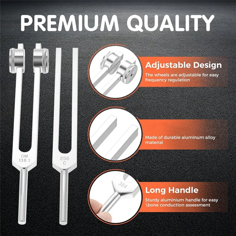 

A51Q-4Pcs 128Hz OM136.1Hz 256Hz 384Hz Tuning Fork Set With Handbag,Activator And Wooden Sound Box For Healing Meditation Yoga