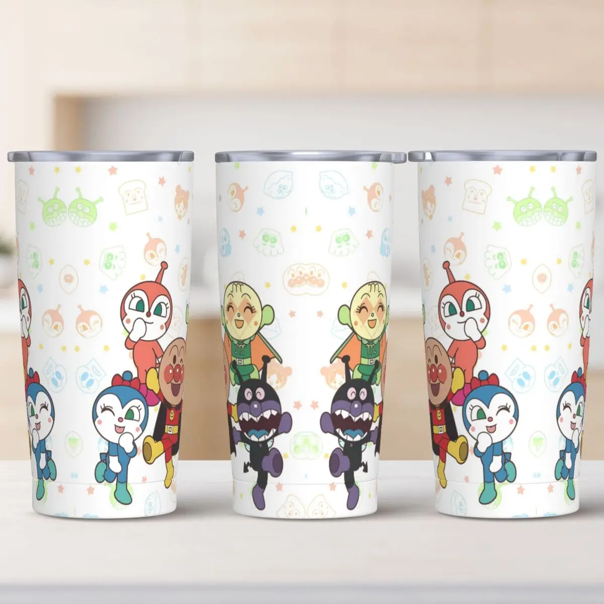 Stainless Steel Tumbler Kawaii Baikinman Anpanman Coffee Mug Insulated Hot Drinks Car Mugs Travel Custom DIY Water Bottle