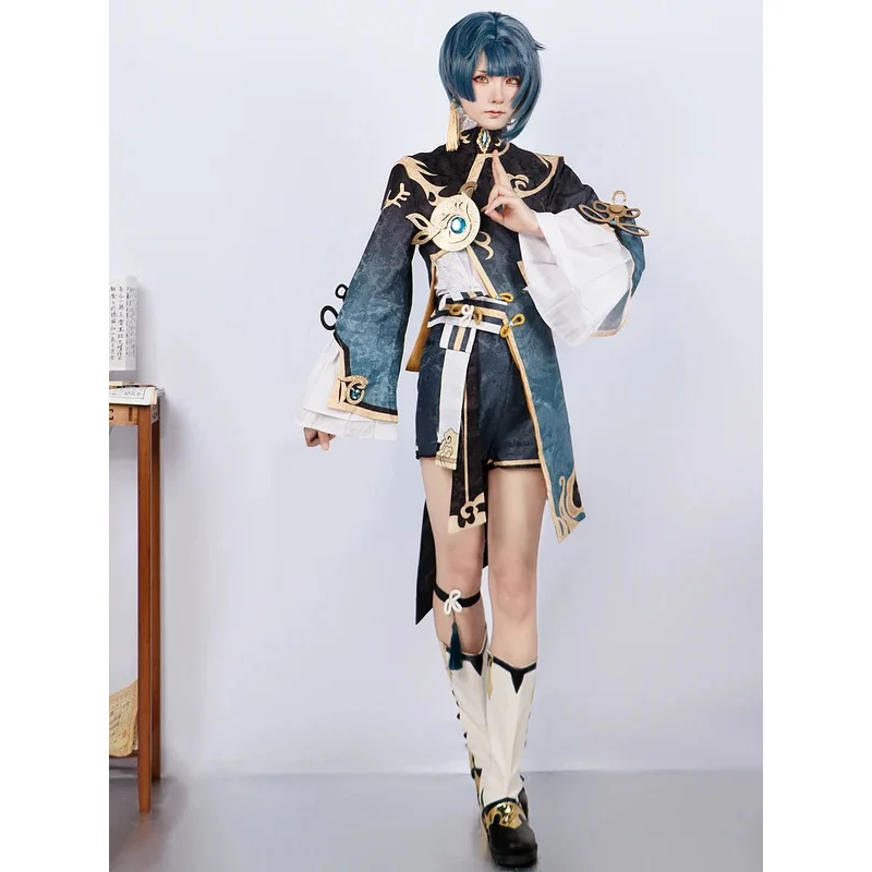 Genshin Impact Xingqiu Cosplay Costume Adult Carnival Uniform Wig Anime Halloween Party Costumes Masquerade Women Game
