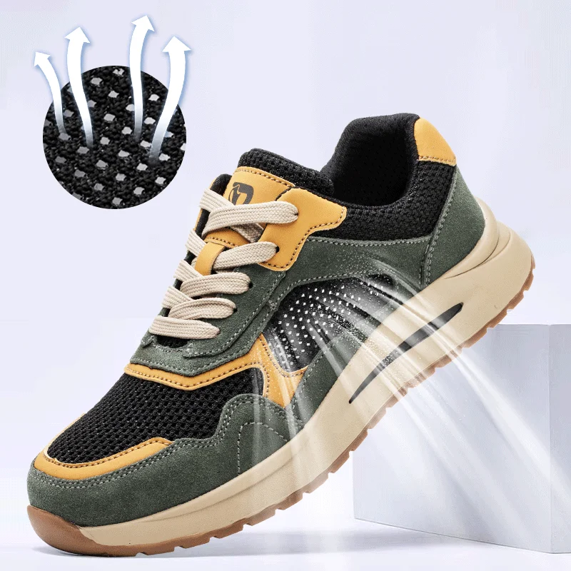 

men's fashion breathable steel toe caps work safety shoes summer worker safe sneakers tooling security boots protective footwear