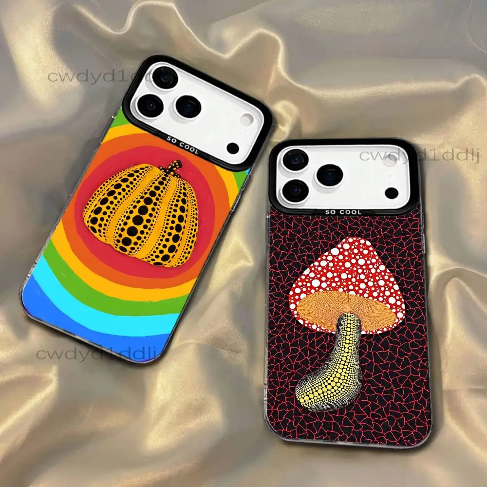 

Y-Yayoi Art Kusama Phone Case For iPhone 17,16,15,14,13,12,11,X,8,7,Pro,Max,Plus,SE4,Air,Mini IMD Gray Hard Matte