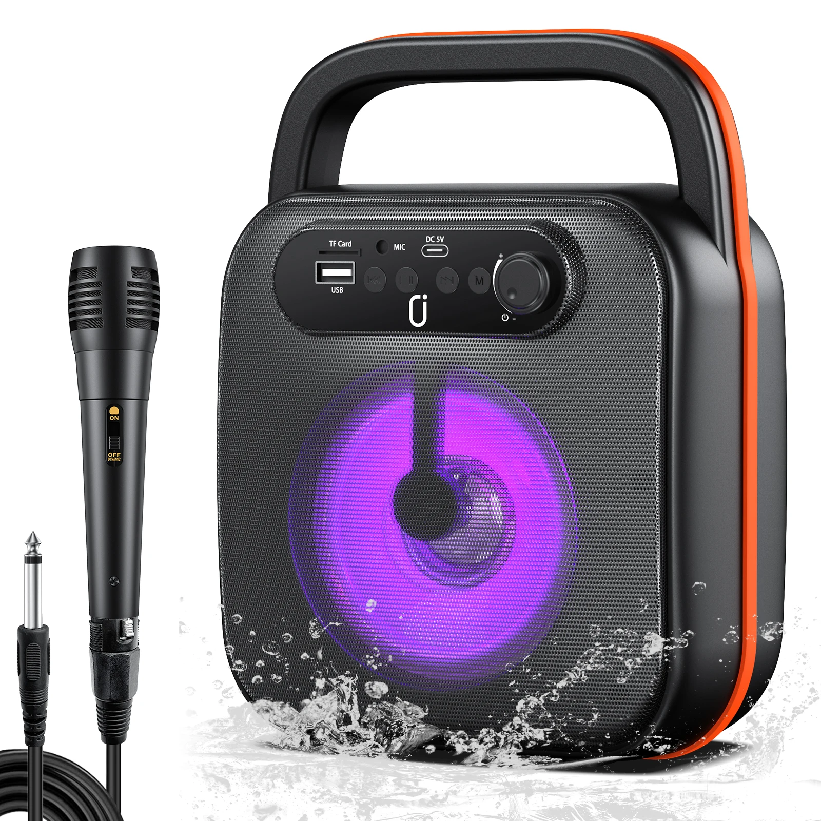 

FanFun Karaoke Machine for Adults and Kids, wired Speaker with 1 Microphones, Portable Party Karaoke Speaker with DJ Lights