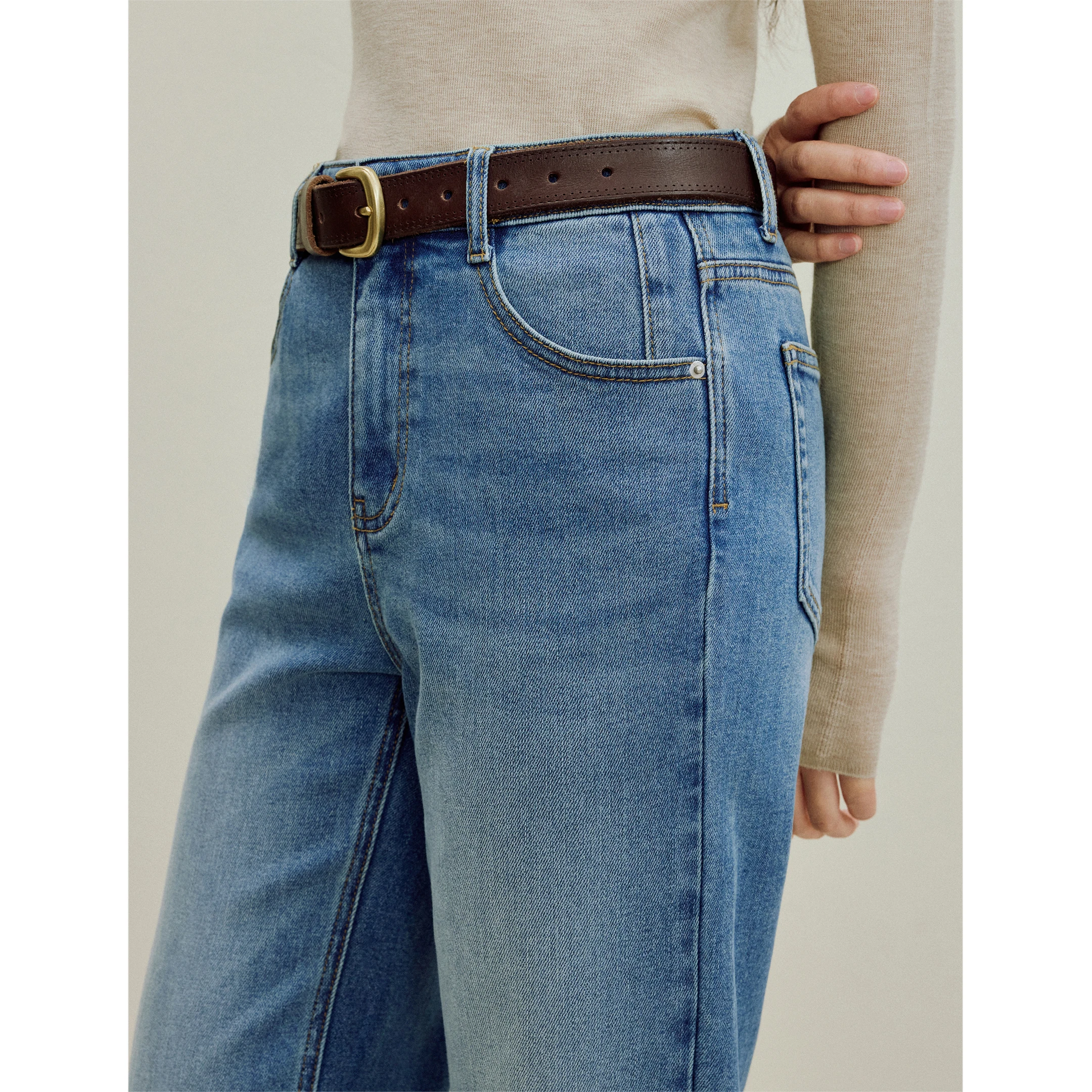 Inman Women's 2025 Autumn New Slim-Fit High-Waist Casual Pants - Retro Washed Straight-Leg Jeans with Cuffed Hems