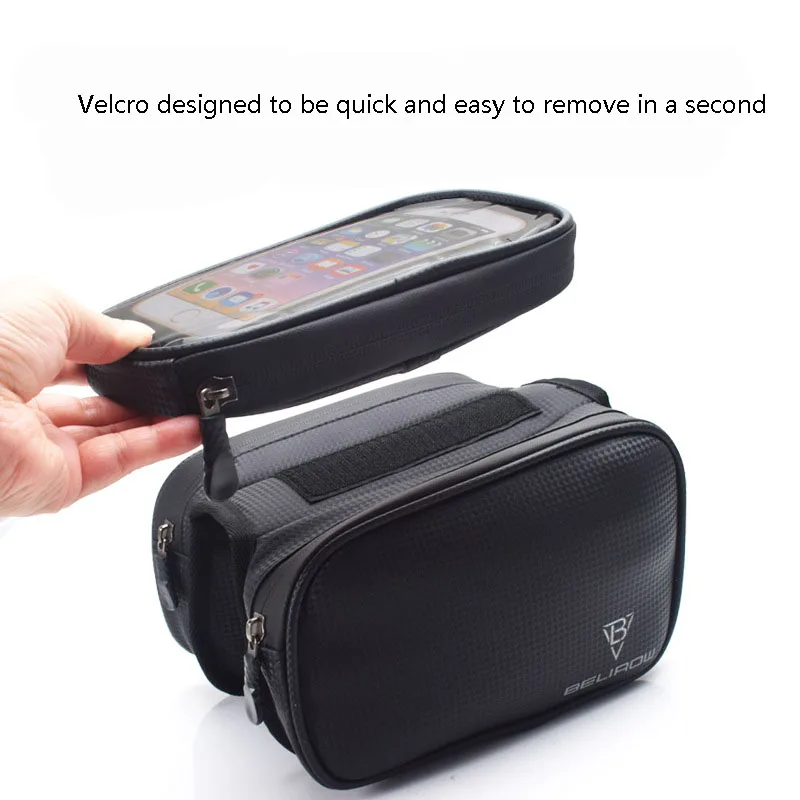 Bicycle Front Frame Bag Waterproof Cell Phone Holder Fit Smartphone Below 7 Inch Touch-screen Bike Double Side Front Frame Bag