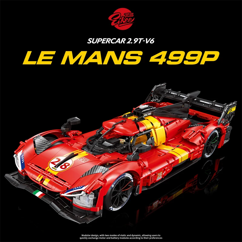 3350pcs MOC Technical RC 1:8 LE MANS 499P Sports Car Building Blocks Model Bricks Assembling Toys for Children Birthday Gift Set