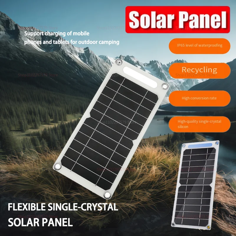5V 6W Solar Panel Charger Waterproof Portable USB Flexible Outdoor Camping Hiking Solar Power Bank for Emergency Travel