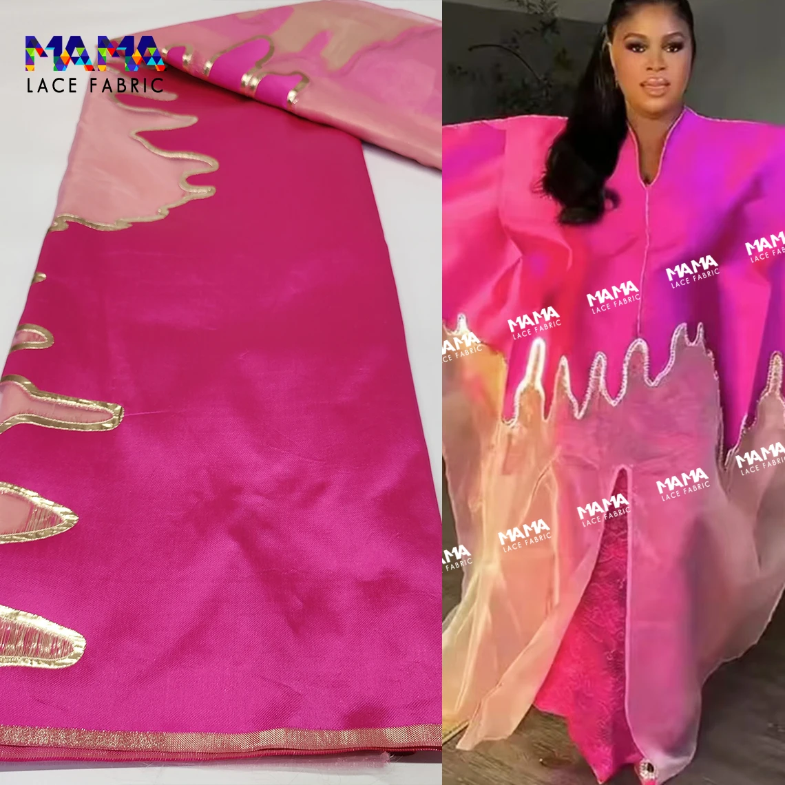 

Розово-красная африканская парчовая ткань Bazin Riche Мали Африканское женское свадебное платье Швейная ткань Французский тюль Чистый кружевной материал