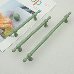 Matte Green Metal Handles for Cabinets and Drawers Round Ball Drawer Cupboard Knobs Modern Kitchen Accessories Wardrobe Pulls