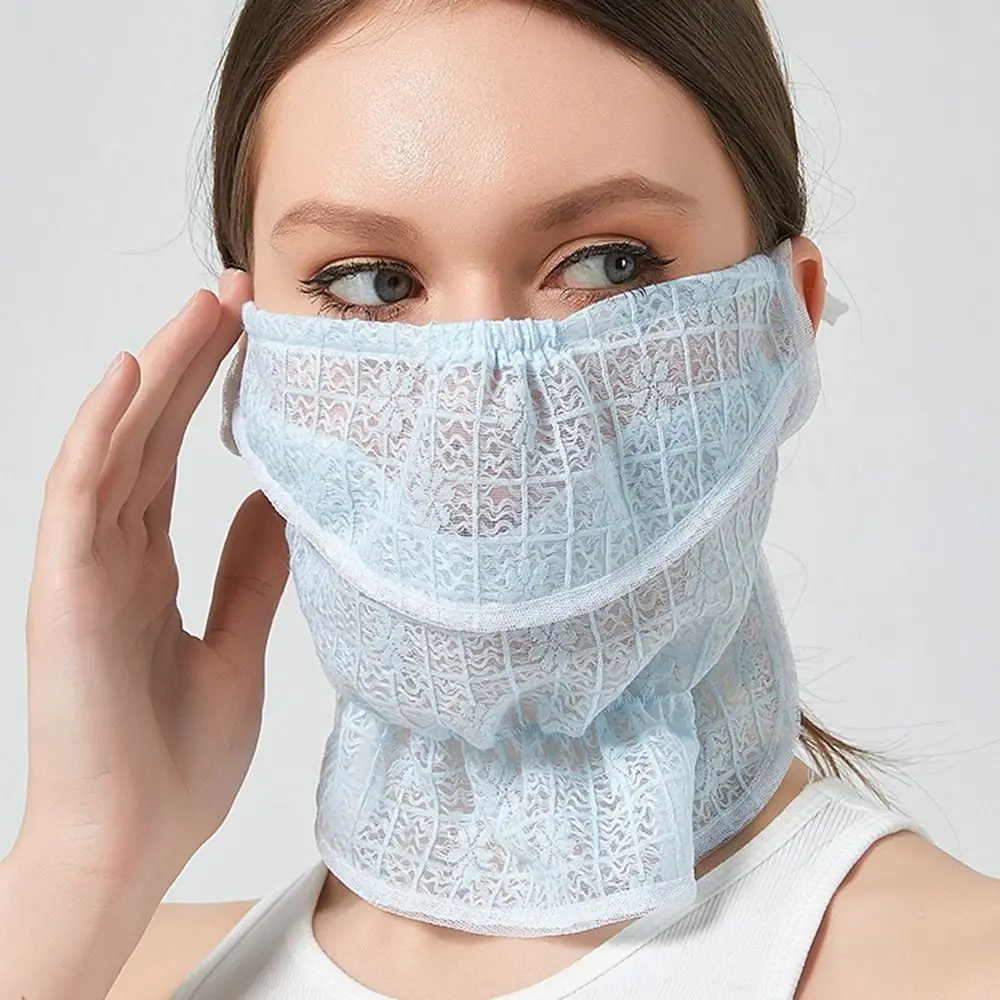 

Breathable Outdoor Silk Scarf Lace Face Scarves For Women Summer Anti-uv Face Cover Sunscreen Mask Sunscreen Veil Face Scarf