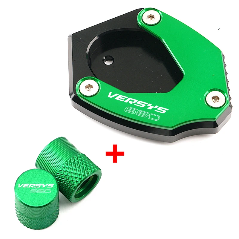 For kawasaki versys650 Versys 650 VERSYS 650 2010-2025+ Motorcycle Side Stand Enlarged Plate Kickstand & Tire Valve Caps