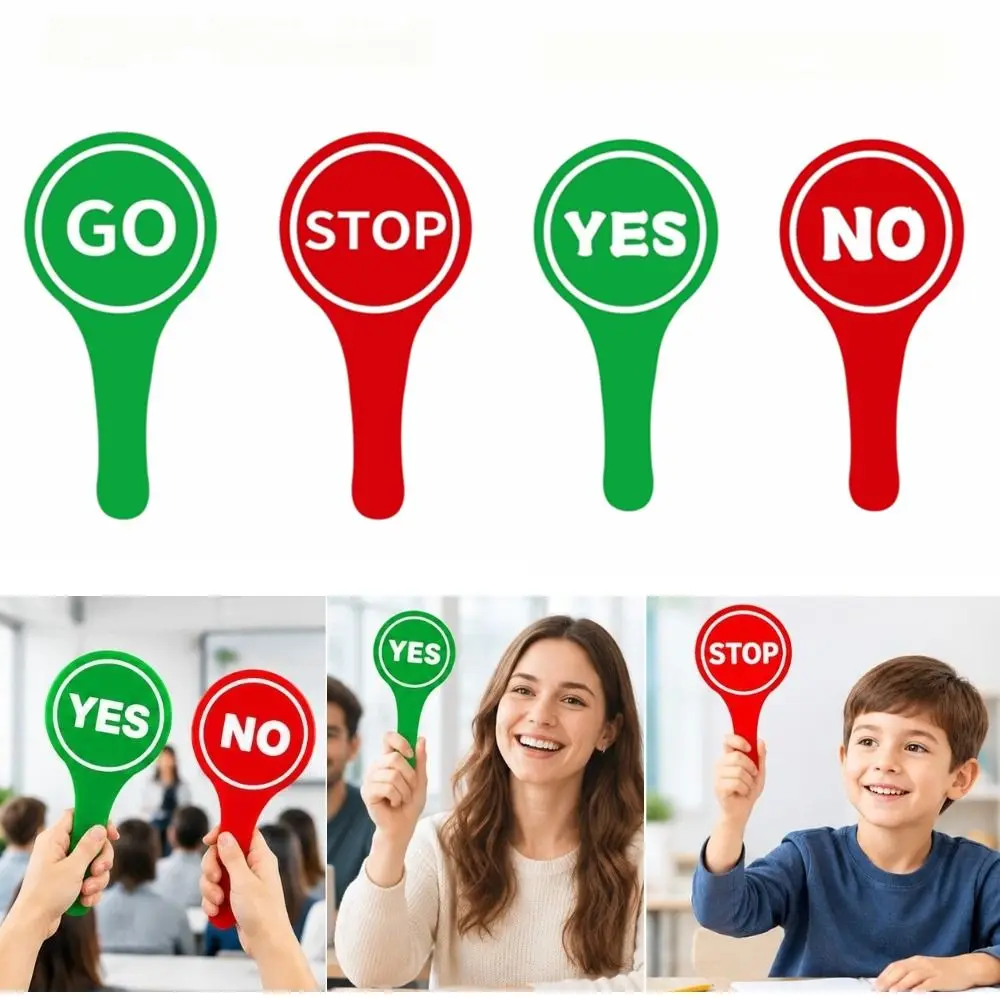 Double-Sided YES/NO Answer Paddle Quick Feedback GO/STOP Response Paddle PS Foam Board Red-Green Card Signal Response Paddle