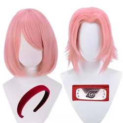 High Quality Anime Haruno Sakura Cosplay Wig Short Pink Heat Resistant Synthetic Hair Anime Cosplay Wigs