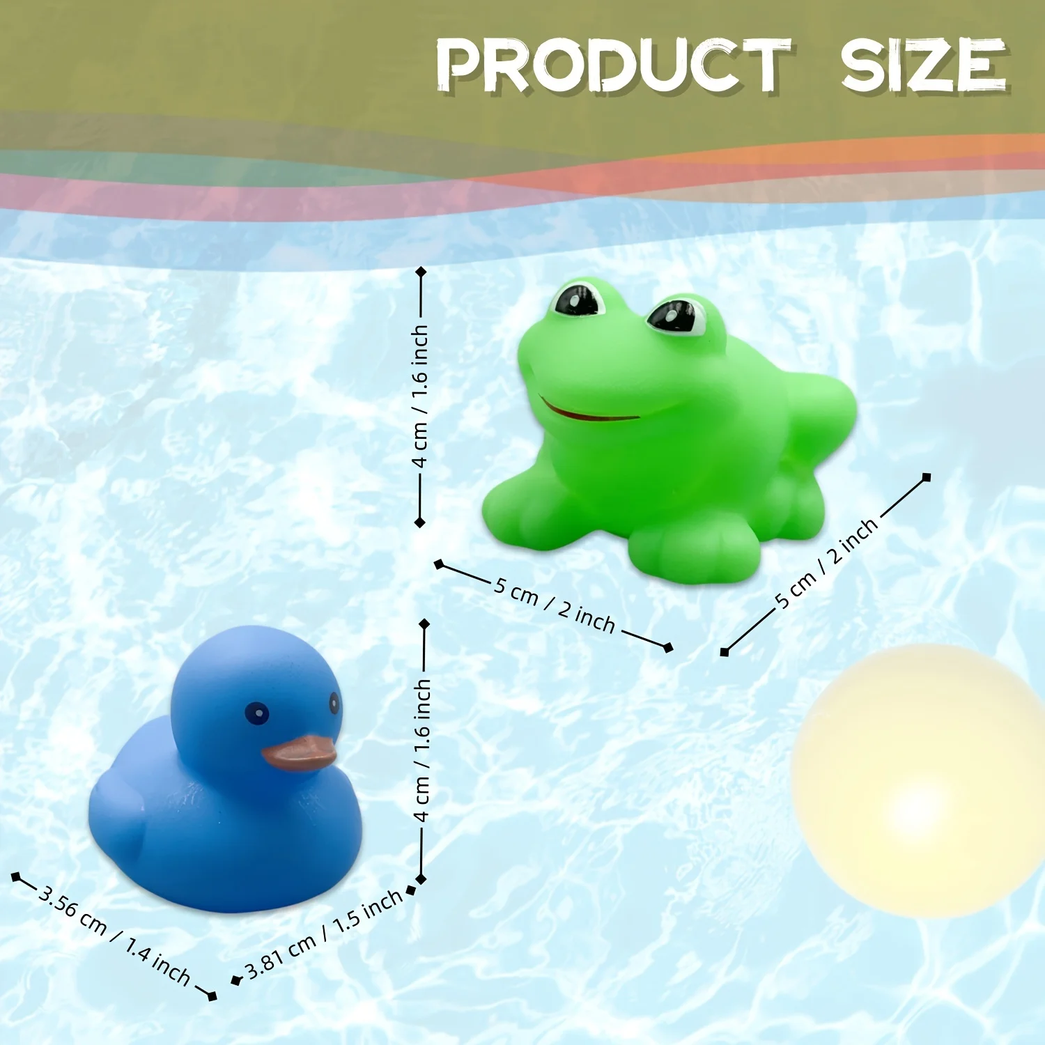 36 Pcs Rubber Frogs+Multicolor Mini Rubber Duckies,Shower Swimming Bathtub Toys