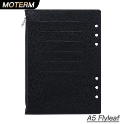 Moterm Zipper Flyleaf for A5 Size Ring Planner Genuine Pebbled Grain Leather Divider Coin Storage Bag Notebook Accessory