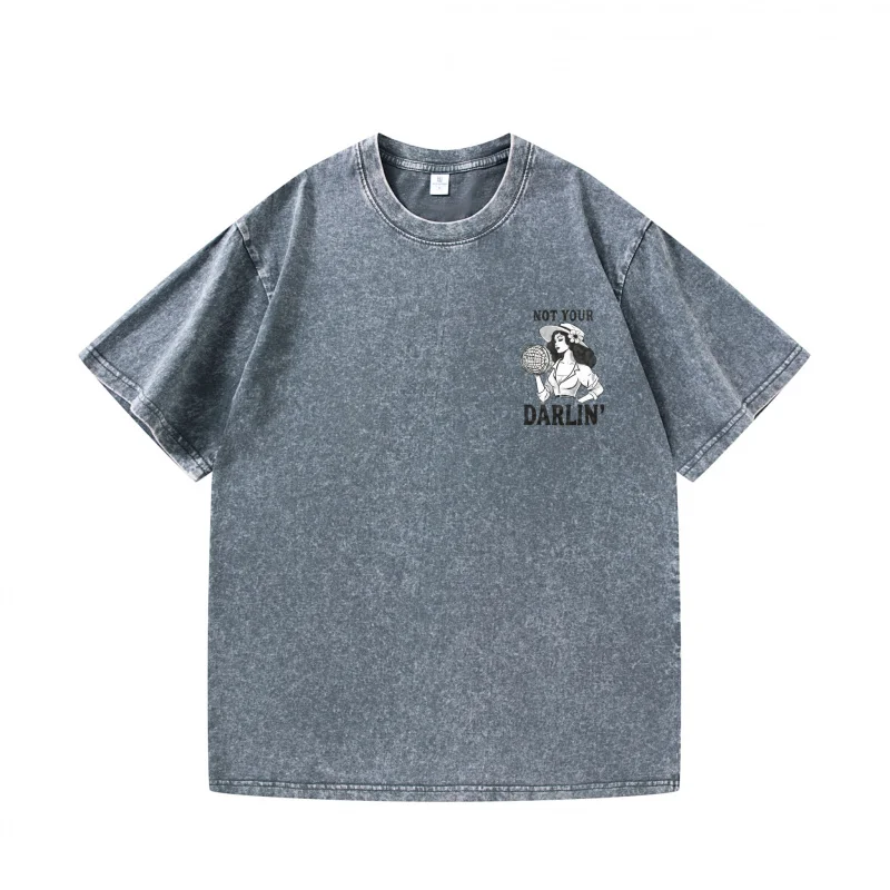 تي شيرت رجالي رمادي Not Your Darlin' مطبوع عليه رسومات تي شيرت كاجوال للارتداء اليومي على طراز الشارع