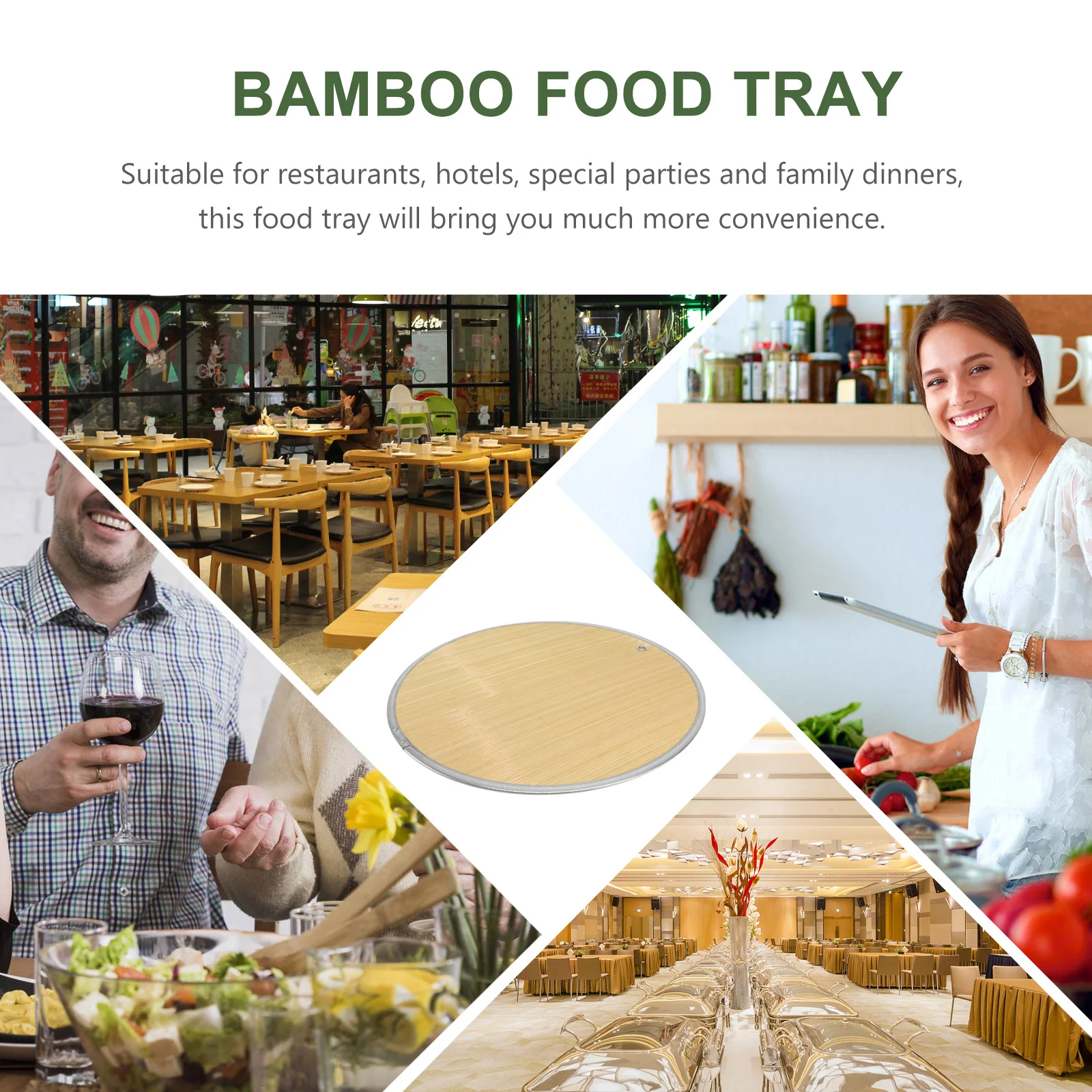 

1Pcs Round Bamboo Lid Dumpling Holder Steamed Buns Tray Double Sided Creative Design for Home Events