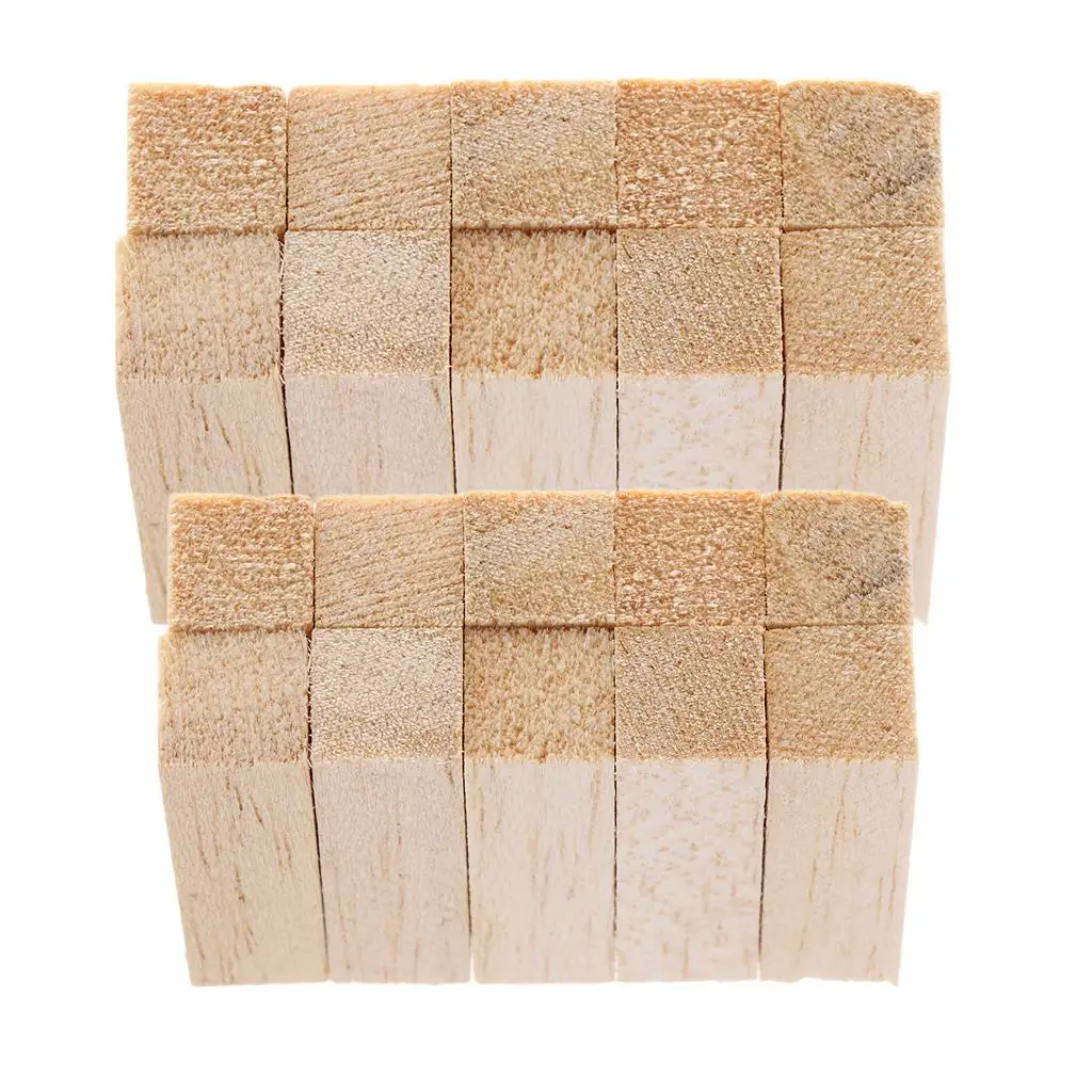 20 Stück quadratischer Balsa-Block, unlackiert, für Holzhandwerk, Dübelstange, 5/8 cm