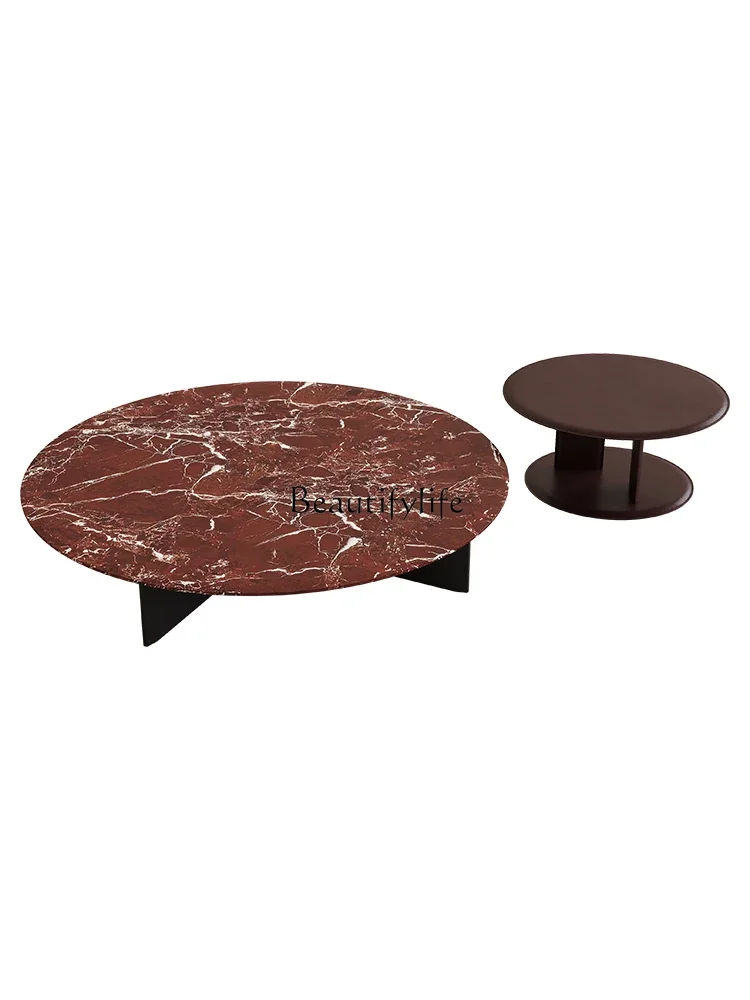 

ls 51 Natural marble coffee table minimalist round combination