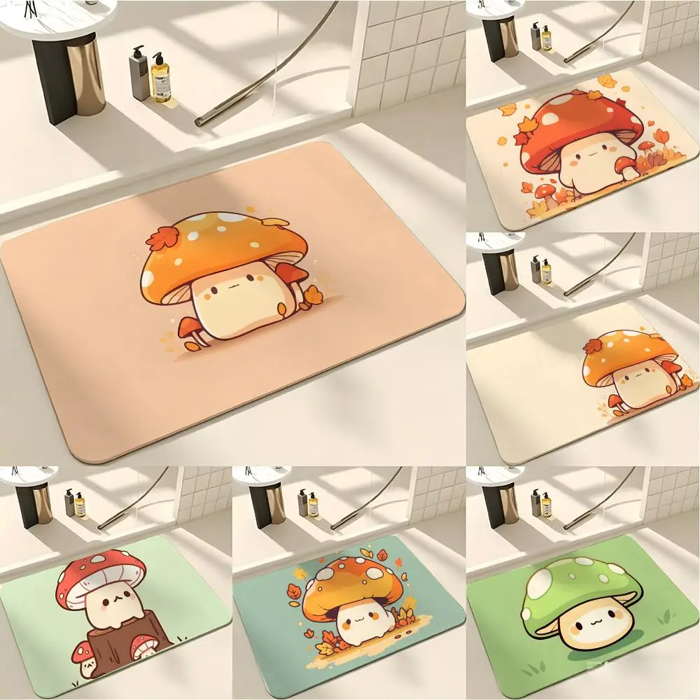 Alfombra de suelo con diseño de dibujos animados C-Champignon Witch, alfombra absorbente antideslizante para entradas, baños y aseos
