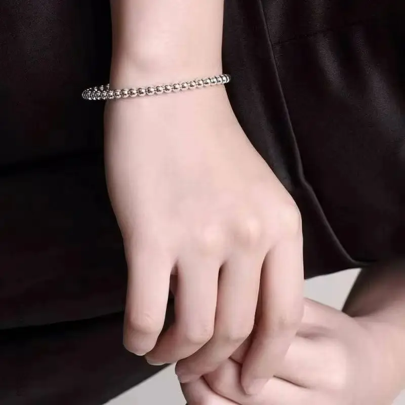 Silver Plating and Gold Plating Charm Bracelet for Women 4mm Beads Chain Popular Jewelry Wedding Party Gifts