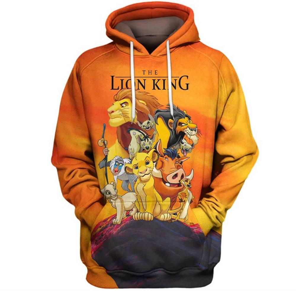 MINISO Anime The Lion King Simba 3d Printed Hoodies Kids Long Sleeve Hooded Sweatshirt Kids Adults Trendy Pullover Tops Clothing