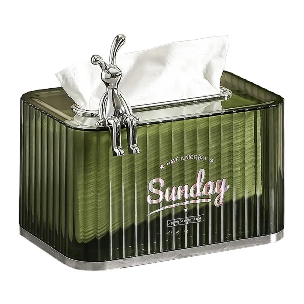 

Modern Tissue Holder Modern Transparent Rabbit Decor Tissue Holder with Built-in Spring for Room Supplies Cute Desktop Napkin