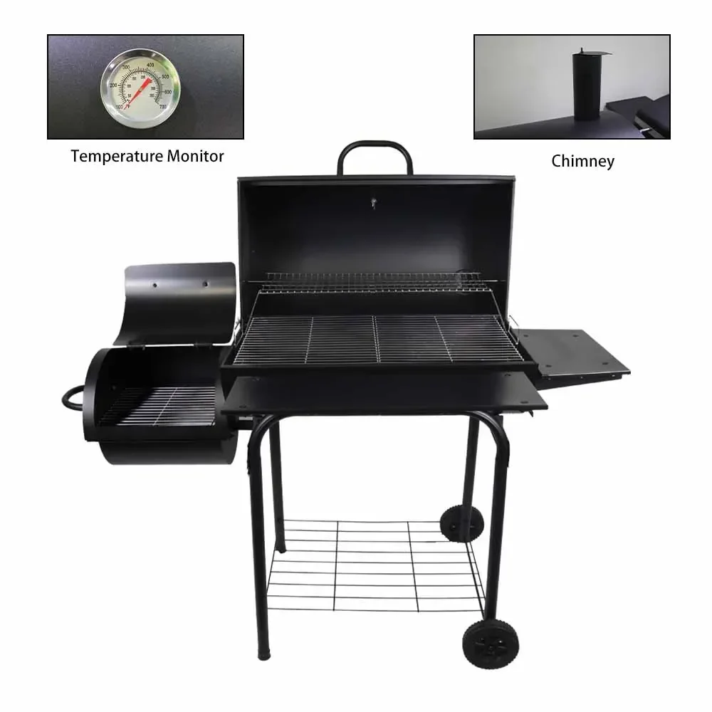 For Triple Function Barrel Smoker Charcoal Barbecue Grill Offset Heavy Duty Barbecue Barbecue Smoker Barrel with Chimney