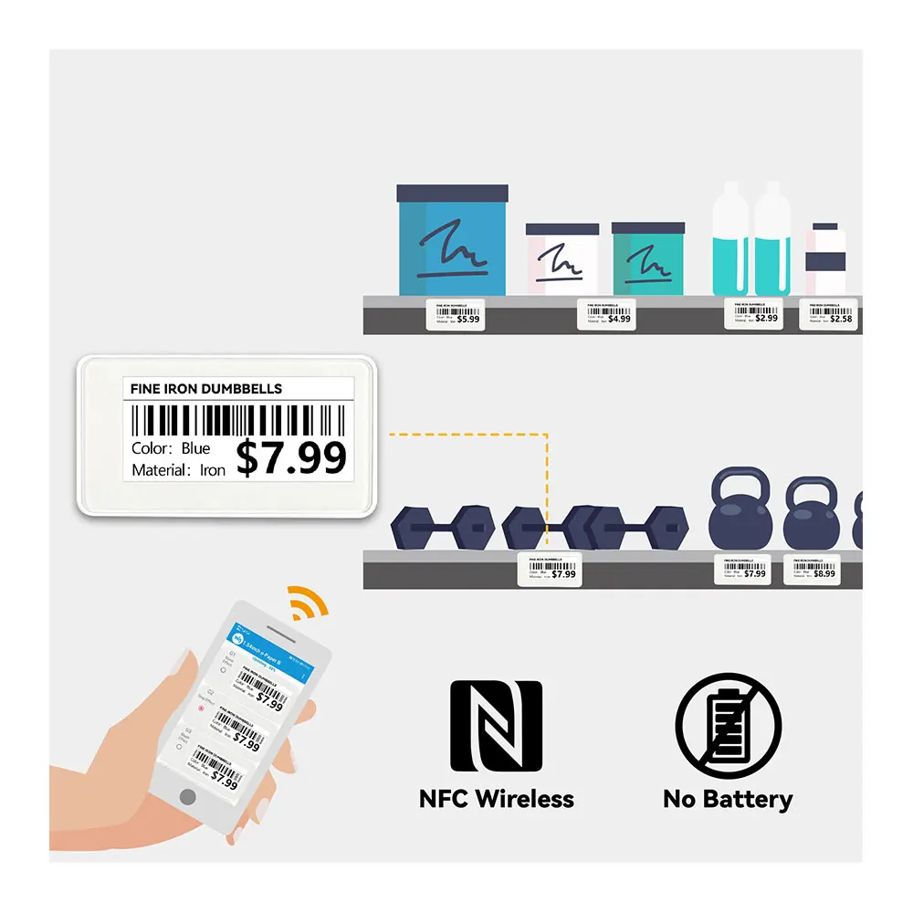 Etiquette Electronique Android Nfc E Ink Shopping Label Esl Price Tag7.5 inch Nfc Electronic Shelf Label