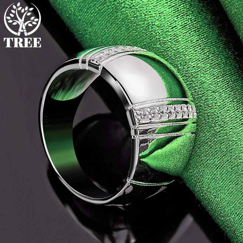 925 Sterling Silver Noble AAA Zircon Gorgeous Wide Ring For Women Men rings Fashion Party Birthday Banquet Wedding Charm Jewelry - Image 3