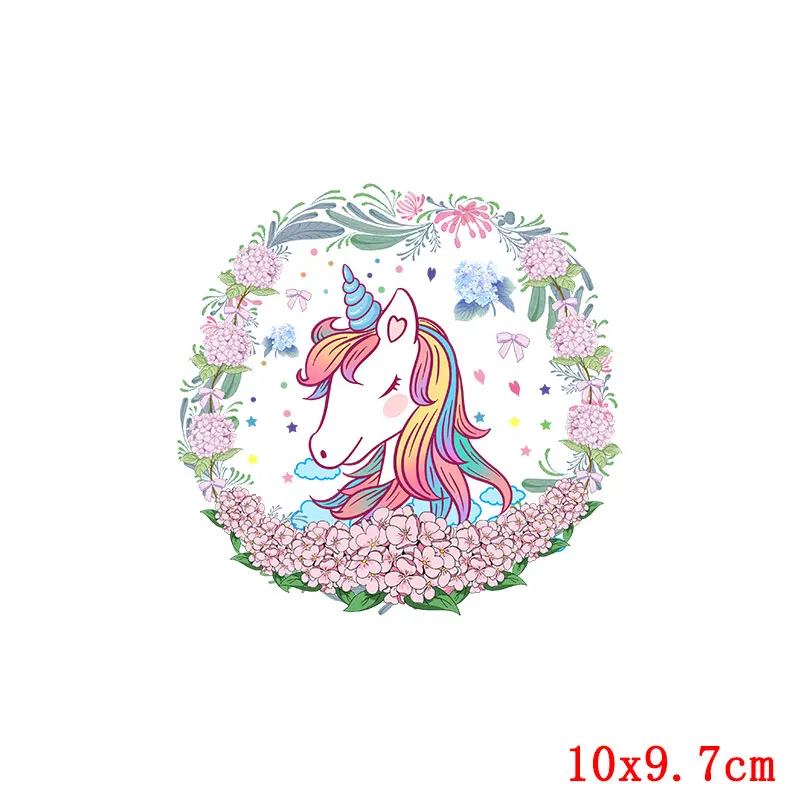 Unicorn Patch Thermo Sticker On Clothes Cartoon Animal Patches For T-Shirt Iron On Transfer For Clothing Applique Thermal Decor