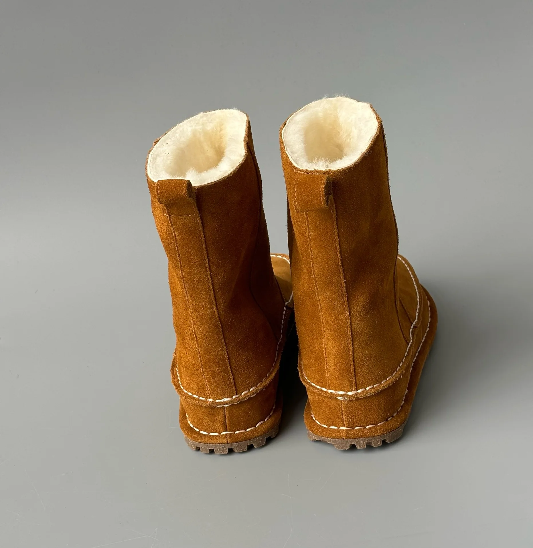 Maxdutti sapatos de lã de camurça de vaca de alta qualidade nórdico botas de neve de inverno feminino retro costurado decorativo sapatos quentes senhoras