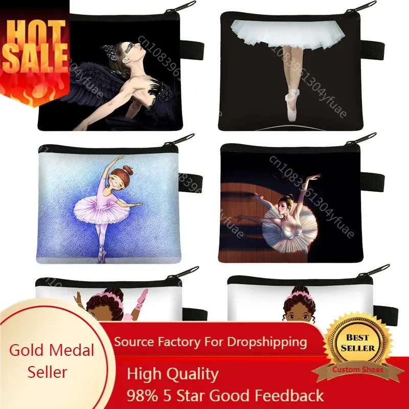 

Women Mini Zipper Hand Coin Purse Girls Cute Ballet Dancer Yoga Portable Wallet For Shopping Ladies Outdoors Money Cases