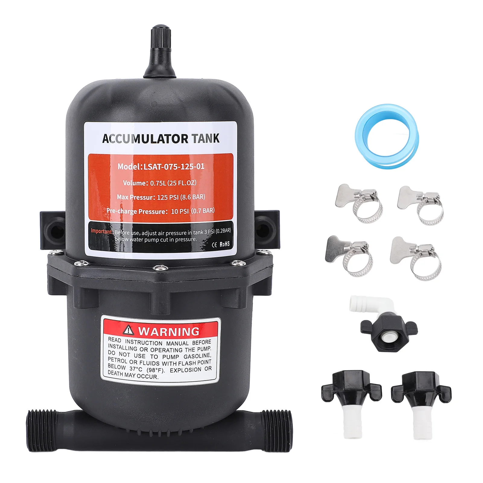 Small Pressure  Accumulator  1/2 Inch MNPT Car Tire Valve 0.75L High Efficiency Thread Connection for Liquid Conveying