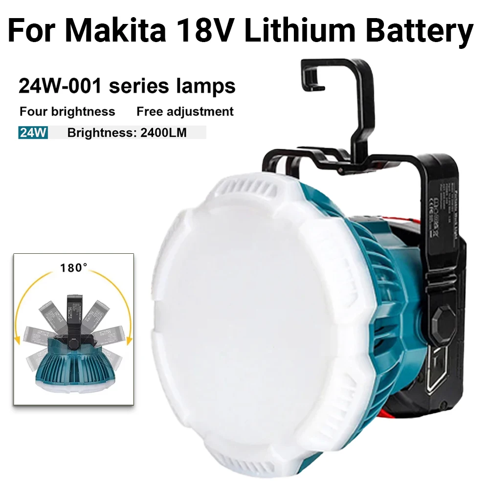 

2400LM LED Camping Lantern for Makita 18V LXT Lithium Battery, 24W LED Work Light for Car Repairing , Camping, Emergency and Hur