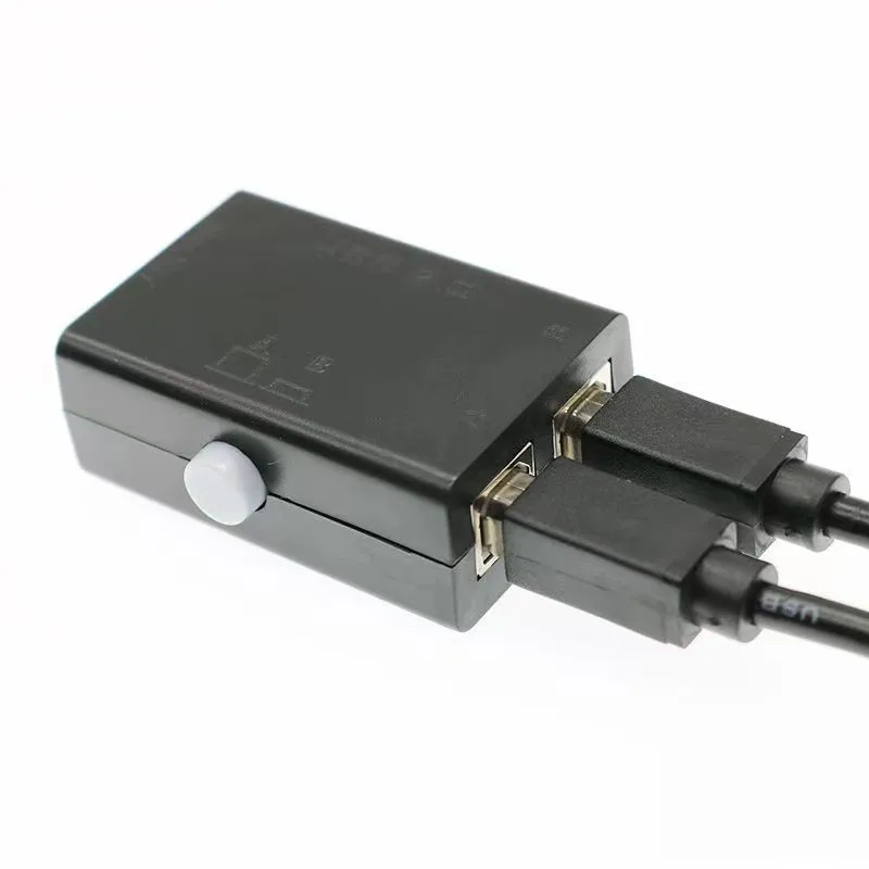 USB Printer Sharing Device, 2 em 1 Out, Sharing Switch, 2-Port Manual, KVM Switching Splitter, Hub Converter, Drop Shipping