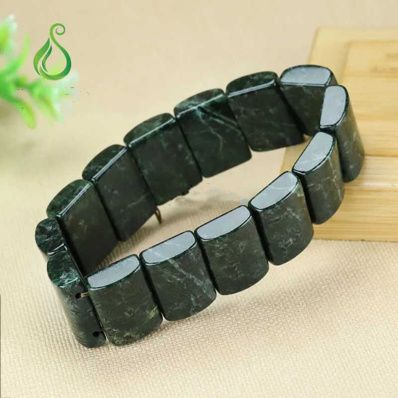 Natural Green Jade Bracelet Wide Bangle Men Women Fine Jewelry Genuine Chinese Medicine King Stone Magnetic Health Jade Bracelet