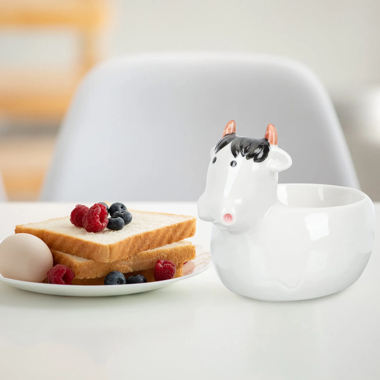 

Kids Ceramic Cartoon Bowl Animals Pattern Breakfast Salad Bowl Stable Non-Slip Practical Household Storage Holder