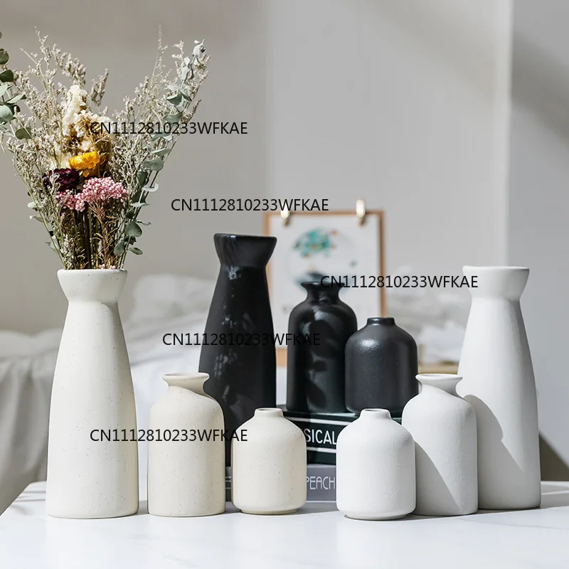 European flower arrangement ceramic vase, living room home desktop decoration flower matte dried flower device view 3