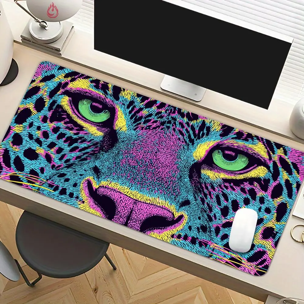 Fantasy Colorful Leopard Mouse Pad Desk Mat Large Computer Office Carpet XXL Mousepad Gamer Gaming PC Accessories Keyboard Rug