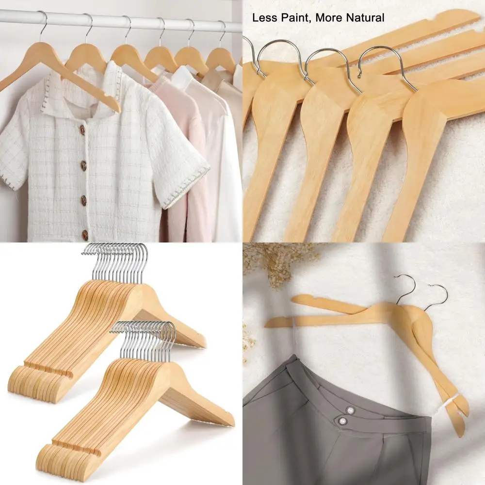 

Набор из 30 натуральных деревянных вешалок – тонкие, прочные, экономящие место, с поворотом на 360 градусов ° Поворотный крючок и нескользящие выемки для пальто, рубашек и сумок